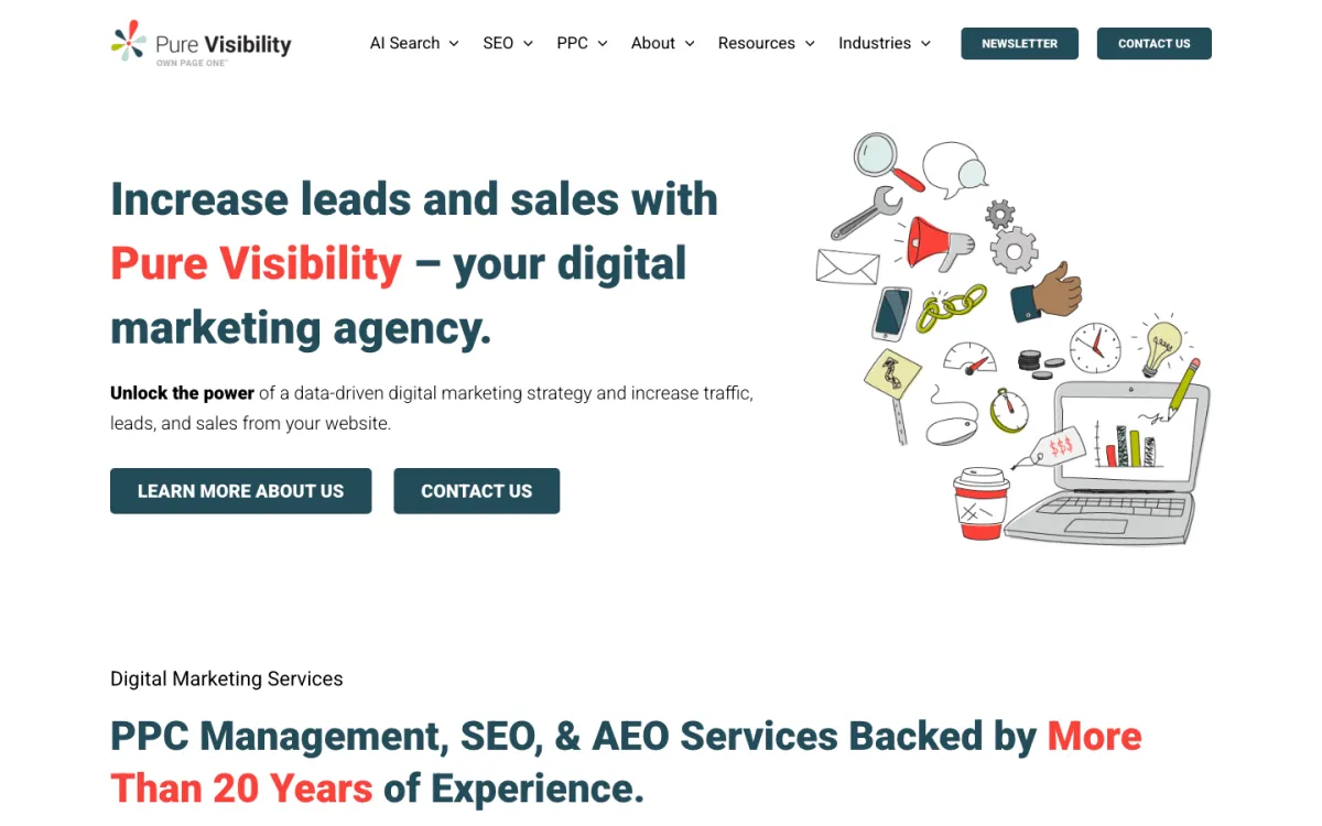 Pure Visibility homepage, captured September 28, 2026